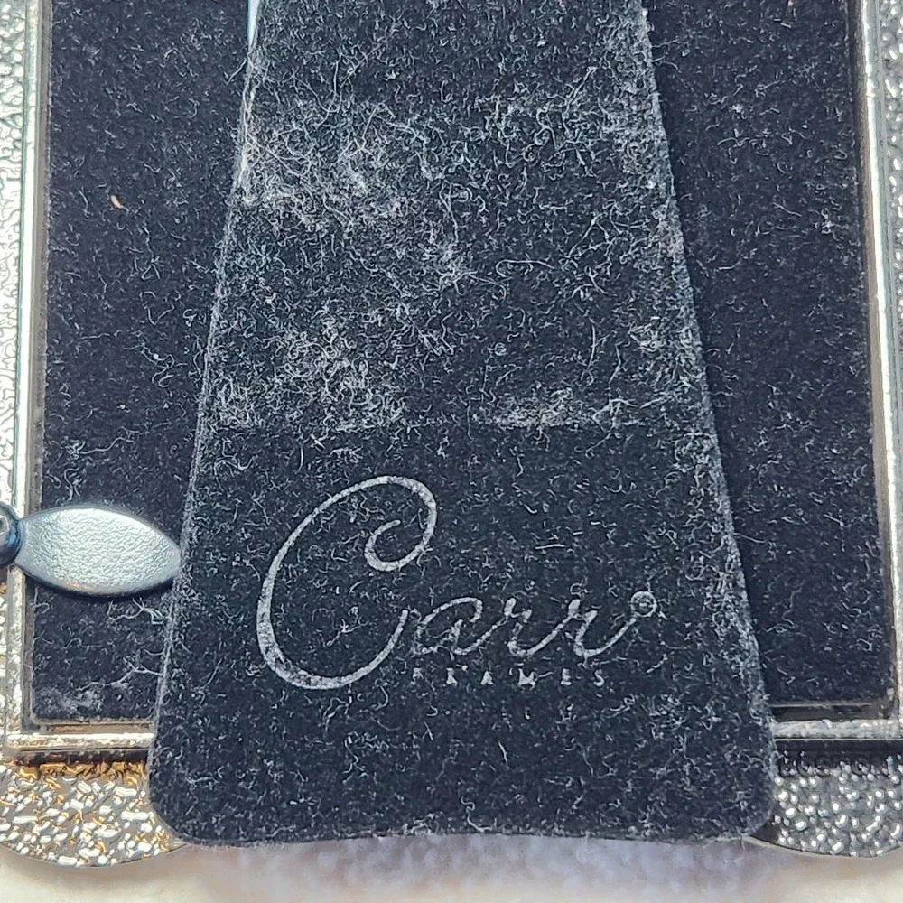 Set of 4 small photo frames Carr Frames metal rhinestone Silverplate Enamel